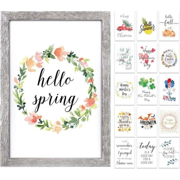 Farmhouse Wall Decor For Spring Decoration w/ 16 Interchangeable Holiday Sayings - Picture 1 of 8